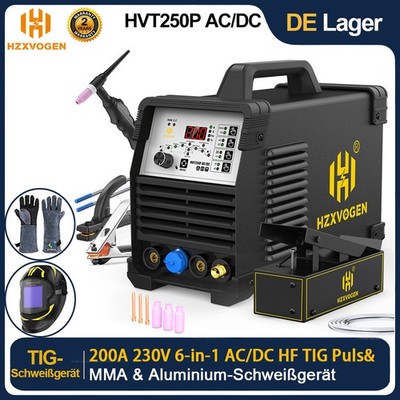 Aluminium AC/DC TIG STICK Schweißgerät 6-in-1 200A 220V Puls Quadrat & Fußpedal