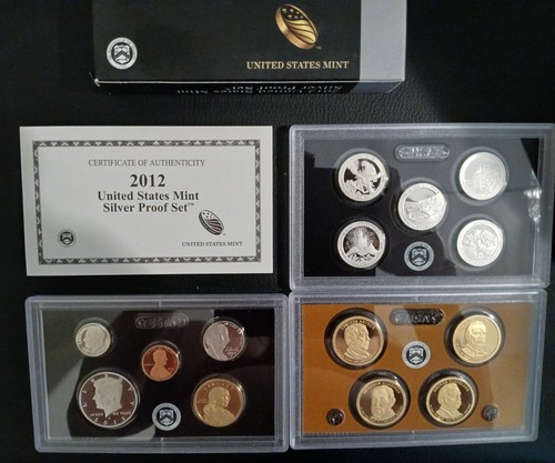 2012-S United States Silver Mint Proof Set -14 Coins Original Box & COA - 第 1/6 張圖片