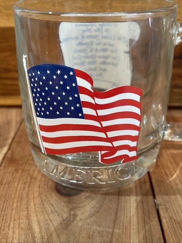 2 American Flag Pledge Allegiance Clear Mugs VTG Patriotic Nation Seal President - Picture 4 of 11