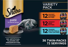 Sheba Perfect Portions Grain-Free Pate Wet Cat Food Variety Pack – 36 x 2.6 oz 4.70 per gallon