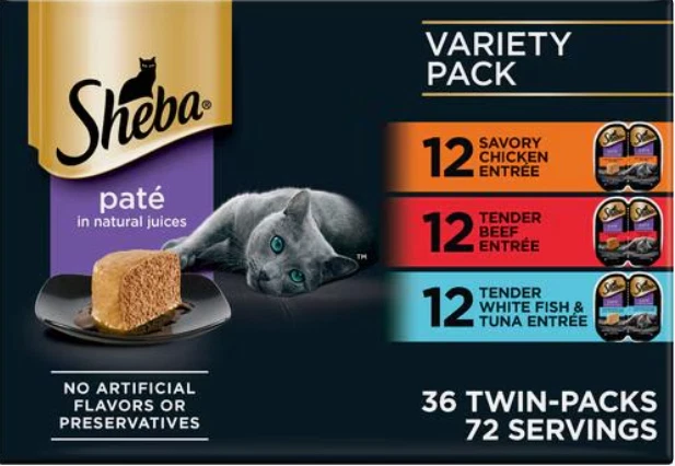 Sheba Perfect Portions Grain-Free Pate Wet Cat Food Variety Pack – 36 x 2.6 oz