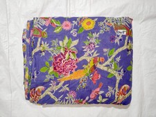 Indian Cotton Hand Block Blue Bird Dressmaking, Sewing Running Fabric 7 YD US