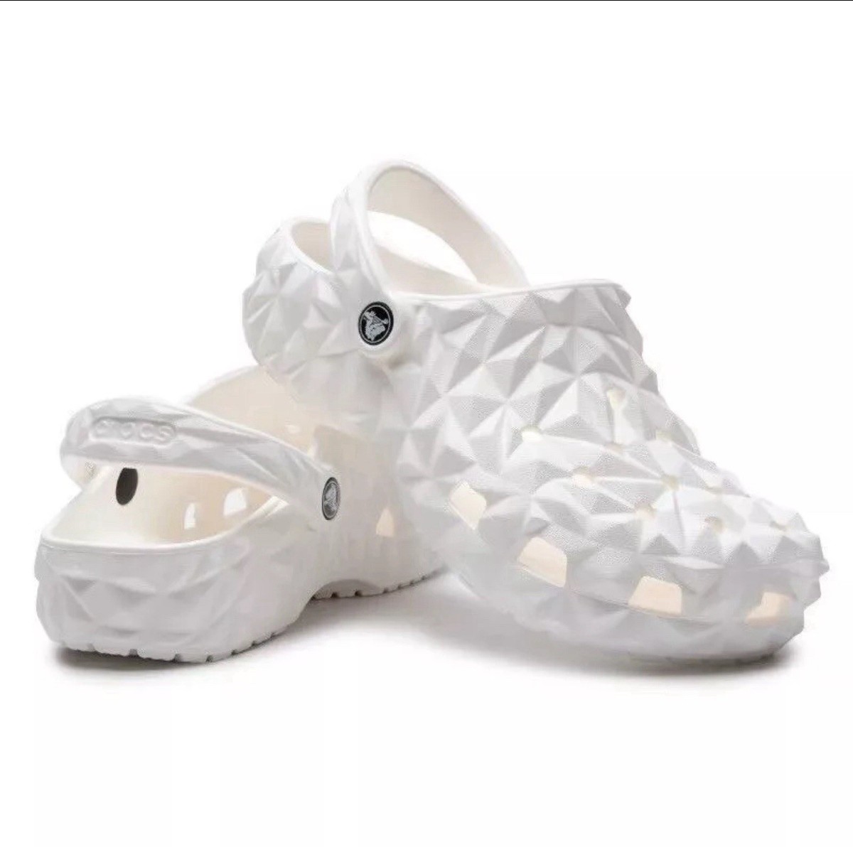 mmm⭐︎　0916 Crocs Classic Geometric Clog Sandals Men's 9 White Slide Shoes