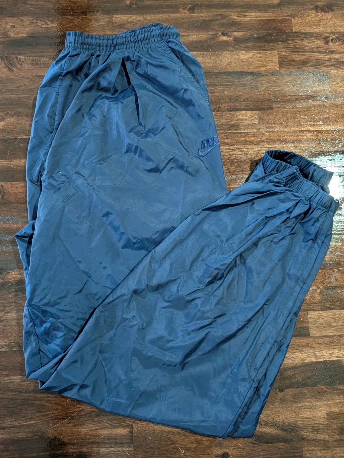 Vintage Nike Pants Mens XL Navy Track Windbreaker Nylon Ankle Zip Warm Up 90s