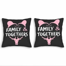 Set of 2 Black Square Throw Pillow Covers 18x18in - Family & Togetherness Design