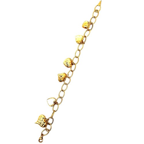 14kt Yellow Gold 7" Heart Charm Bracelet - Picture 2 of 2