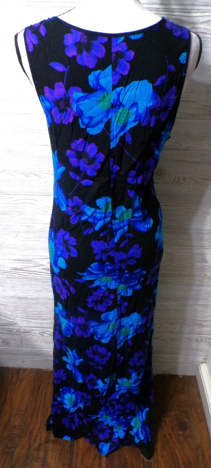 VETEMENTS Y2k Maxi Abito Grande Nero Floreale Blu Viola Tropicale 2 Spacchi Dark Fairy Rayon