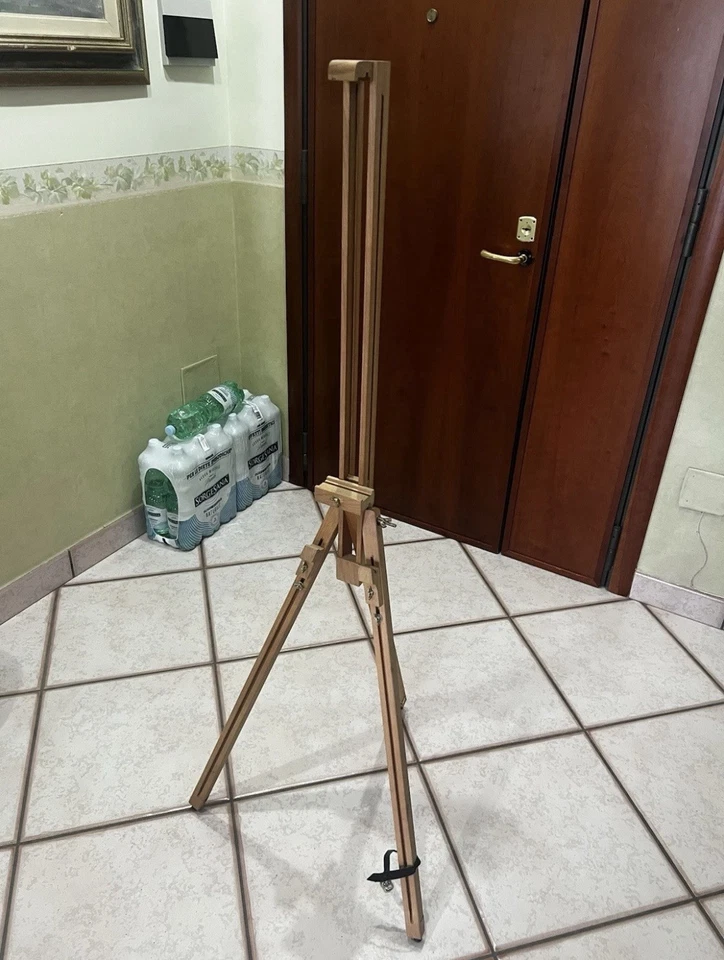 Cavalletto Regolabile In Legno Per Quadri O Tele. Cavalletto Professionale - Immagine 3 di 4