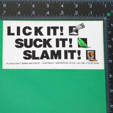 Lick It Suck It Slam It Tequila Drinking Sticker Decal 1988 Original Vintage