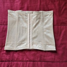 Maidenform Waist Cincher Corset Beige M Nylon Boned Hook  Eye Strapless