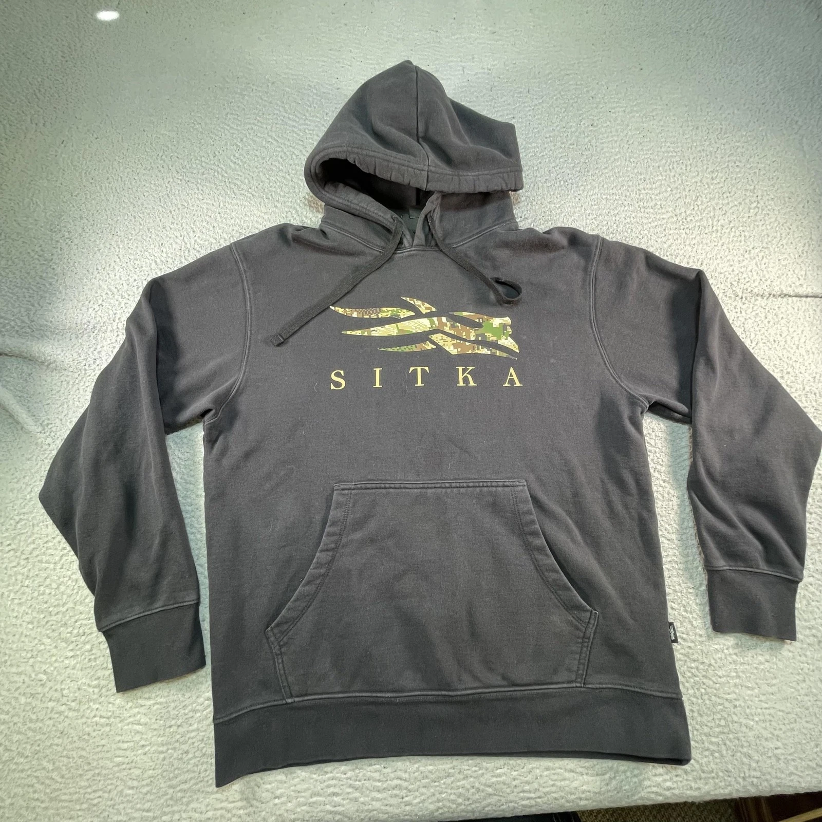 Sitka Icon Hoodie Mens Large Gray Fleece Pullover Sweatshirt Camo Logo Hunting