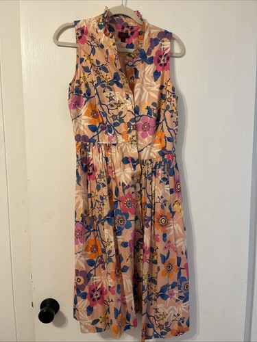 J.Crew Liberty Midikleid Damen 6 Pavillon Blumendruck Rüschenausschnitt ärmellos