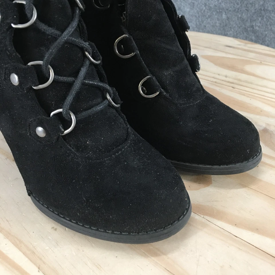 Botas de niña Madden para mujer 7,5 Gaylee botín al tobillo negras con cordones informales tacón de cuña Foto 3 de 4