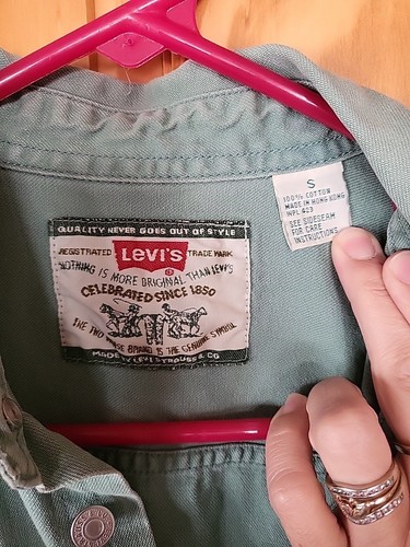 Levi Strauss Vintage Men Red Tab Denim Button Shirt Small Sea Green Shacket - Bild 2 von 8