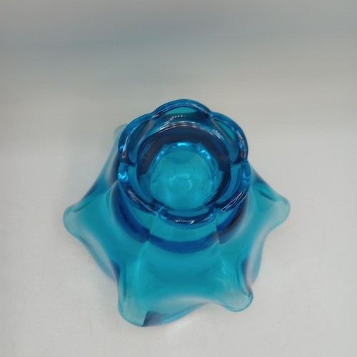LE Smith Cobalt Blue Ruffed Glass Candy Nut Dish MCM Vintage - Picture 5 of 9