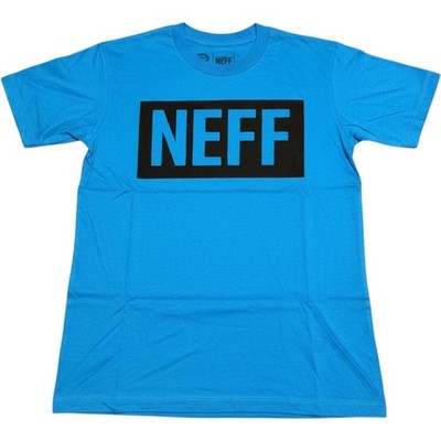 Neff Kids Blue Graphic T-Shirt Black Box Logo Short Sleeve Cotton XS