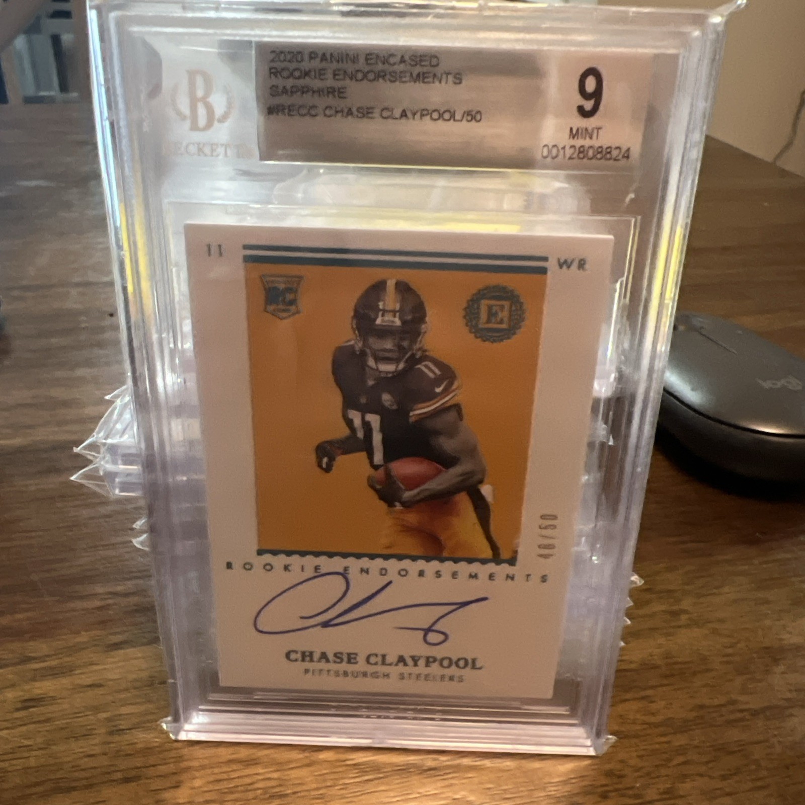 Chase Claypool Panini Encased Scripted Signatures #CC Sapphire