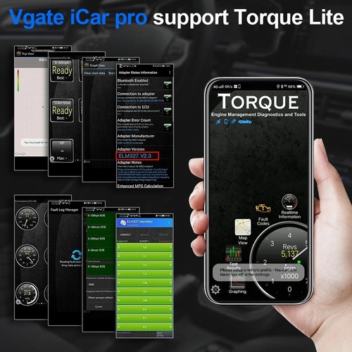 Scanner OBD2 Vgate iCar Pro ELM327 Bluetooth WiFi Diagnostic Auto iOS Android Fr - Photo 8/9