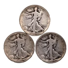 1919 P D S TRIO Set of Walking Liberty Silver Half 50c Good - Very Good G/VG+