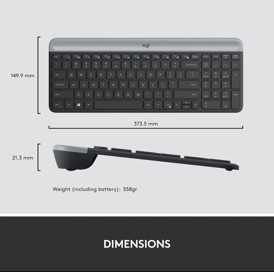 Logitech MK470 Slim Wireless Keyboard & Mouse Combo Graphite - Image 2 of 4