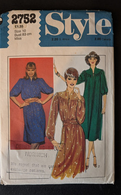 Vintage Schnittmuster Style 2752 Gr. 10 Kleid 70er Jahre Boho Prairie Maxi