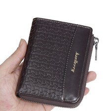 Mens Leather Zipper Wallet RFID Blocking Bifold Zip Around Credit Card Holder
