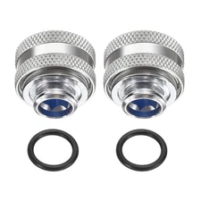 G1/4" Water Cooling Adapter 10mm OD Compression Fitting Silver-Blue 2pcs