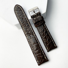 22mm Dark Brown Crocodile Leather Watch Band Men Real Crocodile Watch Strap