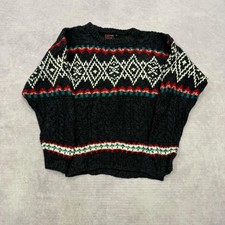 Vintage Knitted Jumper abstract patterned knit sweater Women's M 12-14 