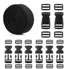 Strap and Buckles kit 18 ft Nylon Webbing 1 inch wide, 8 Pack Quick Release ...