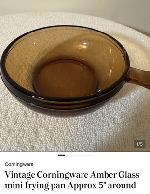 Vintage CorningWare VISIONS Amber Glass 7'' Frying Pan Skillet No lid Never used