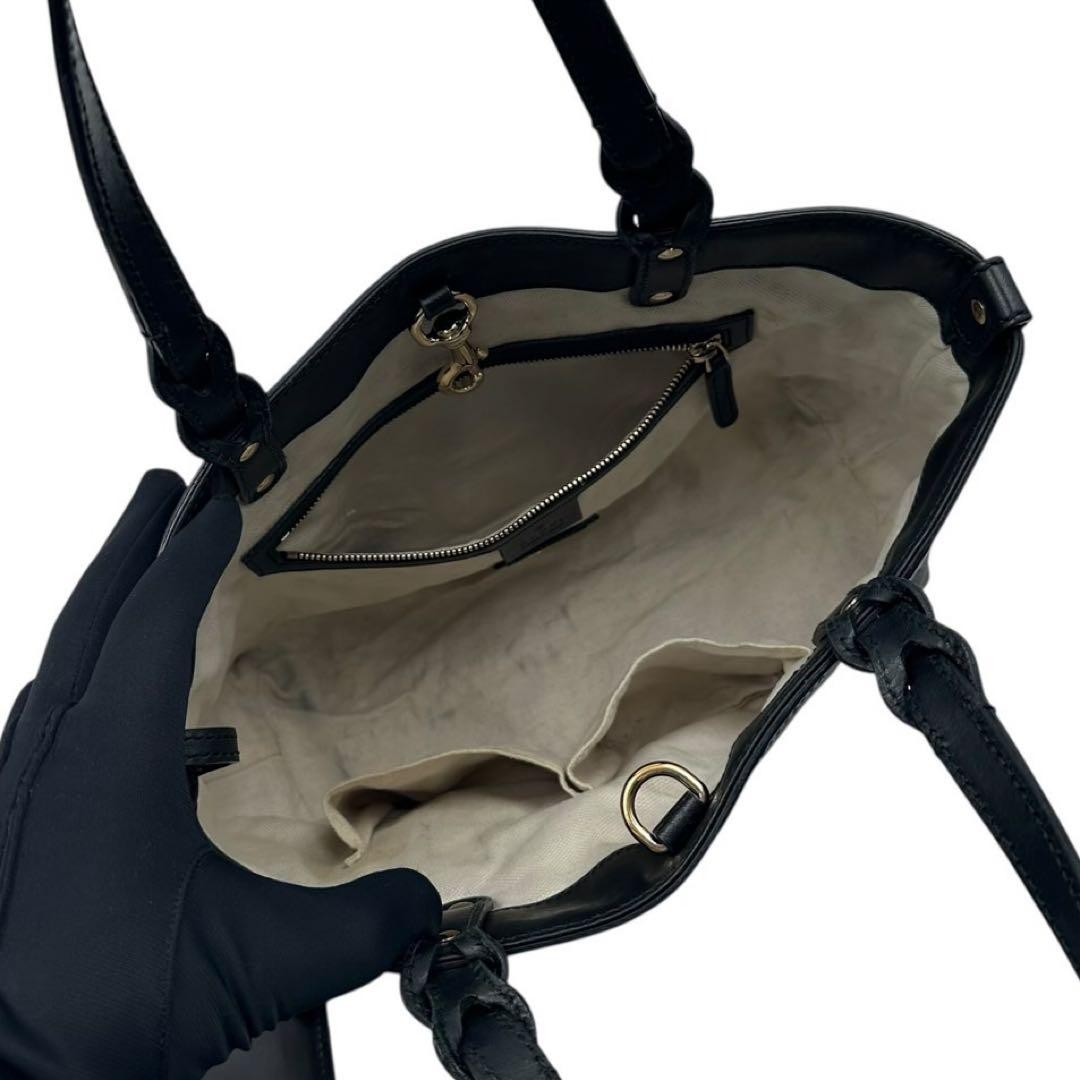 GUCCI Tote Bag GG Shima Micro Leather Black Vintage Excellent Condition thumbnail 9