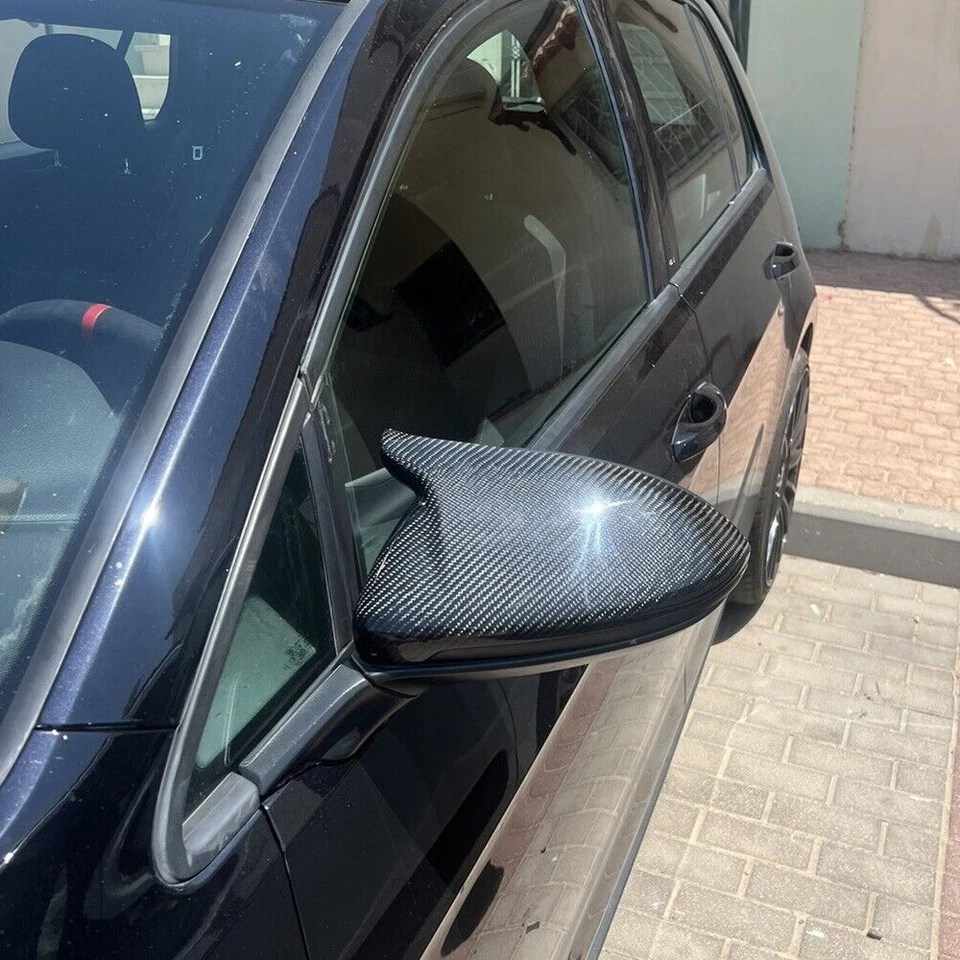 Reemplazo de cubierta de espejo retrovisor lateral de carbono real para VW Golf 7 7.5 MK7 7.5 GTI R 14-19 Foto 3 de 4