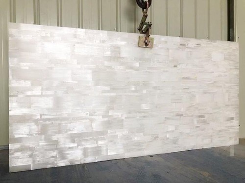 Selenite Dining Table Top with Brick Design Selenite Resin Coffee Table for Cafe - Picture 3 of 4