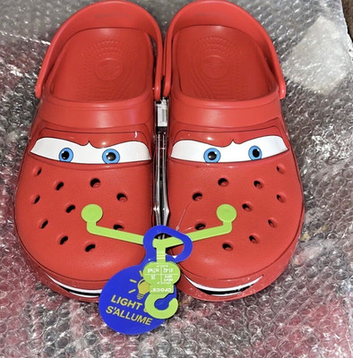 NEW LIGHTNING MCQUEEN LIGHT UP CROCS Mens 8/Women's 10 Adult Size IN HAND
