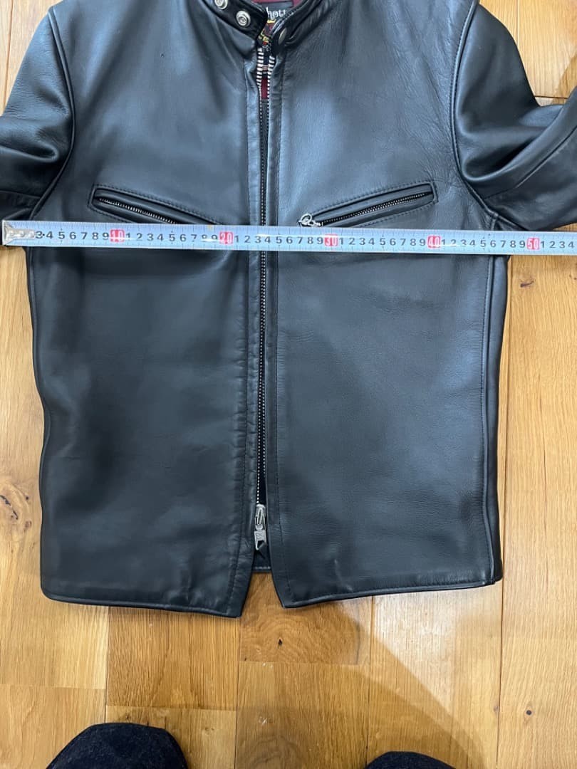Schott 641XX Single Rider Jacket S Black Cowhide Wine Lining
