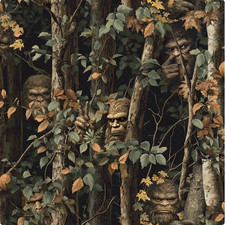 LEGENDARY LONER BY 3 WISHES BIGFOOT IN THE FOREST FABRIC HALF YARD