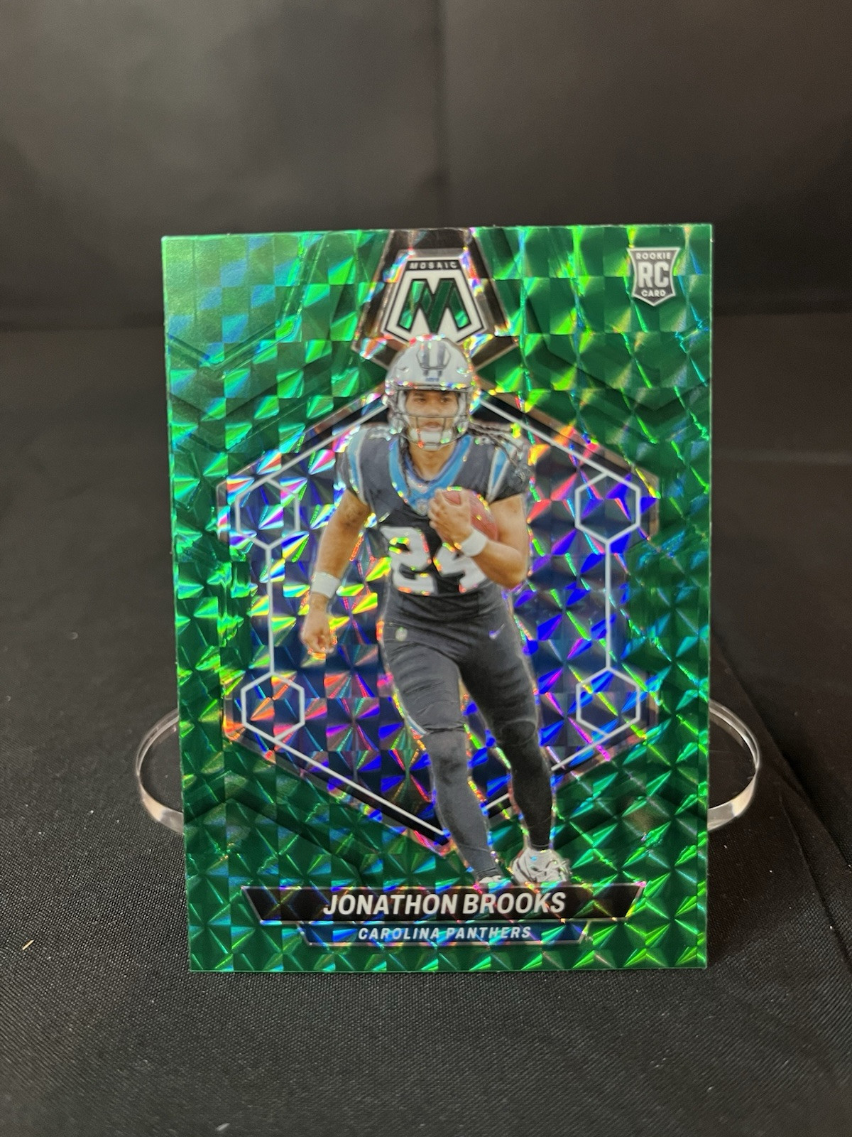 2024 Panini Mosaic - Rookies Green Mosaic Prizm #345 Jonathon Brooks - Panthers