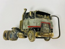 1980 Great American Buckle Co. Chicago Semi Mack Truck Brass Belt Buckle USA