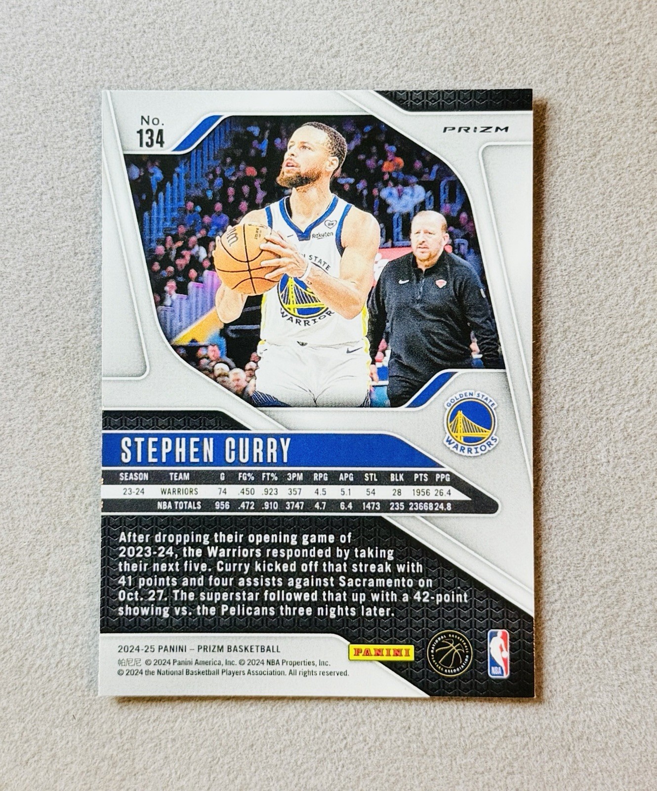 2024-25 Panini Prizm #134 - STEPHEN CURRY - SILVER PRIZM (PSA 10 Potential) view 2