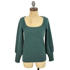 MADEWELL Ottoman Ribbed Square Neck Top XXS Midnight Green Knit  NWT B42