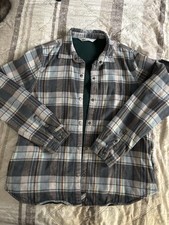 Woolrich Chore Coat Flannel Fleece Lined Jacket Womens Med Blue Plaid Outdoor