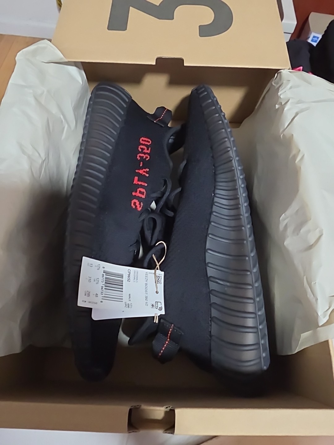 adidas Yeezy Boost 350 V2 Bred Core Black Red, Size 13, CP9652