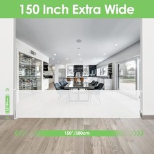 150 Inch Retractable Baby Gates Extra Wide Baby Gates for Large Openings White