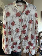 Masai Copenhagen Women's Zip Jacket/ Overshirt Size XL Cream & Roses
