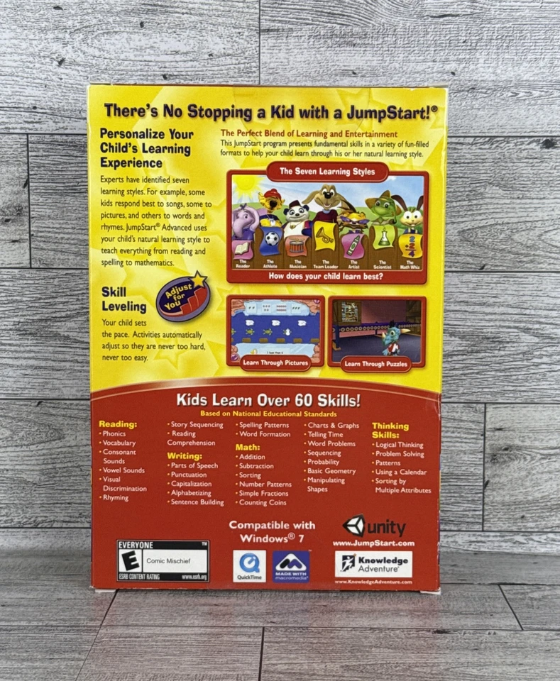 Jump Start Advanced 1st Grade 4-Disc CD-ROM Box Set PC Math Spelling Reading NEW - Image 2 of 4