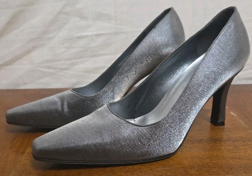 Stuart Weitzman Women's Size 8.5 Silver Metallic Pointed Pump Heels Shoes Pumps
