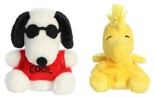 Aurora Peanuts Palm Pal Plush 2 Piece Bundle, Woodstock and Joe Cool