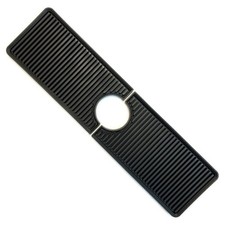 Bodomor Black Sink Faucet Mat 15" x 4" with 2" hole Adjustable 2-Piece Design