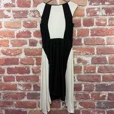 Ann Taylor Dress Womens 6 Black White Colorblock High Low Stretchy Casual